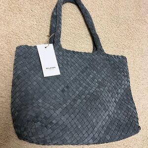 Milaner Charcoal Woven Tote Bag